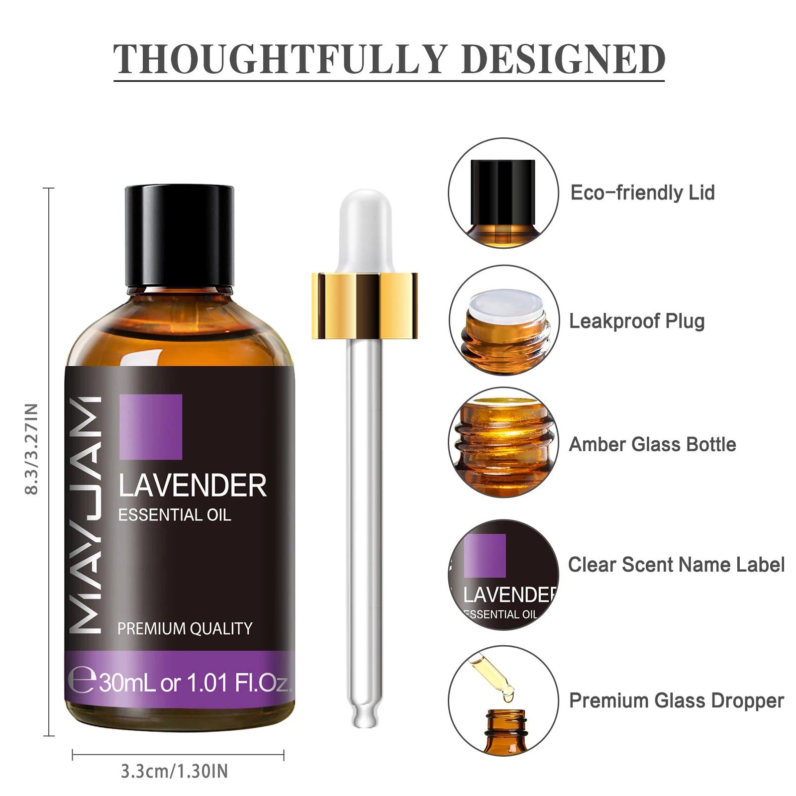MAYJAM 1PCS 30ML Aromatherapy Essential Oil Lavender Vanilla Jasmine Eucalyptus Peppermint Aroma Oil for Diffuser Candle Soap - Path to Self-Improvement