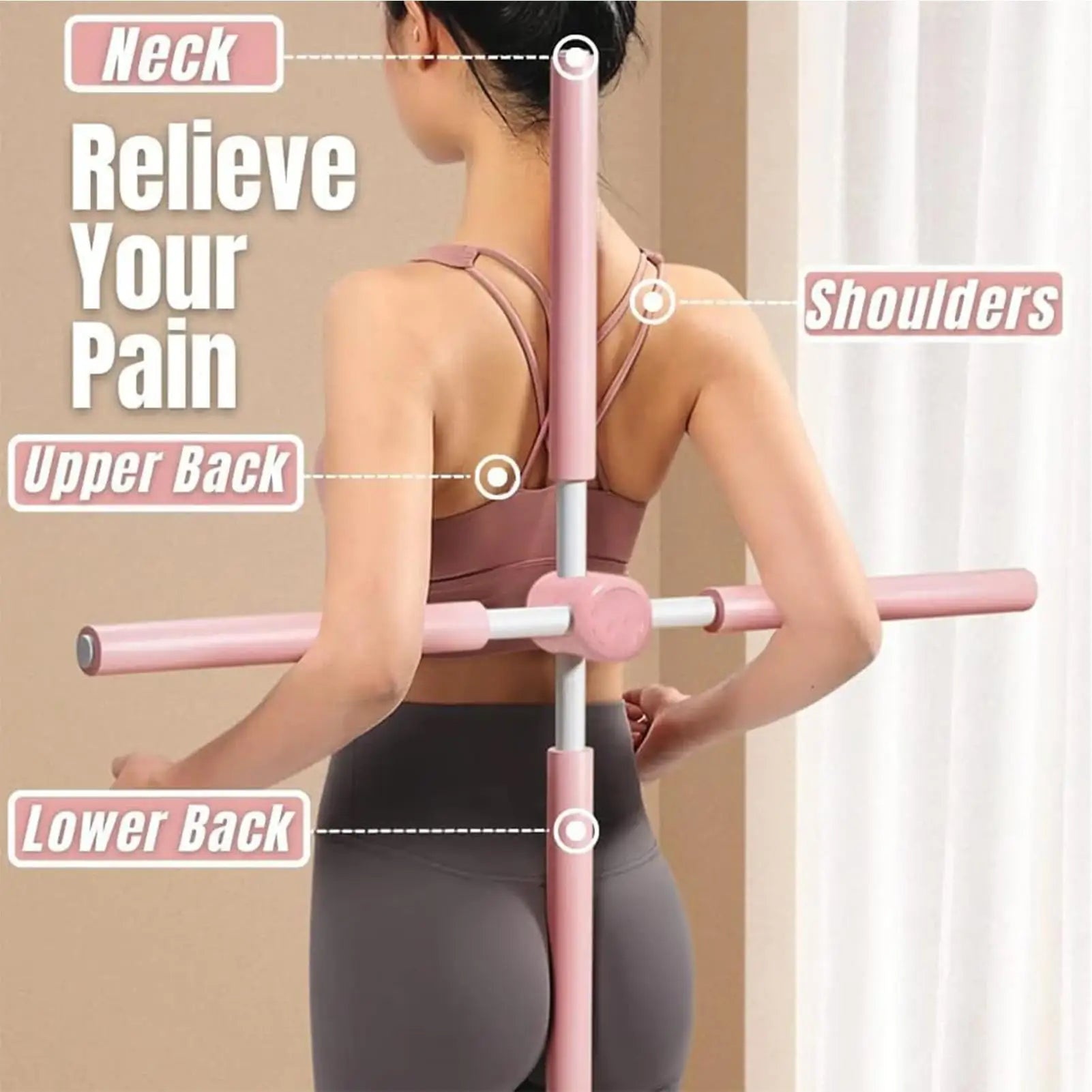 Back Stretcher Yoga Stick, Postures Corrector for Neck Hump & Pain Relief, Portable Gym Equipment for Workout Home, Office Use - Path to Self-Improvement