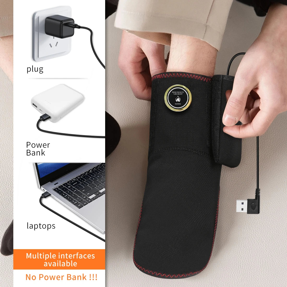 Wireless Ankle Heating Pad Electric Vibration Massage Heated Foot Hand Wrap for Wrist Ankle Rechargeable Heating Wristband Brace - Path to Self-Improvement