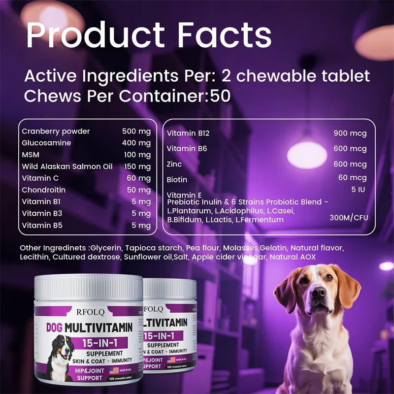 Dog Multivitamἱn - Promotes Healthy Skin and Coat, Supports Joint Health, Relieves Allergies and Aids Digestive Function - Path to Self-Improvement